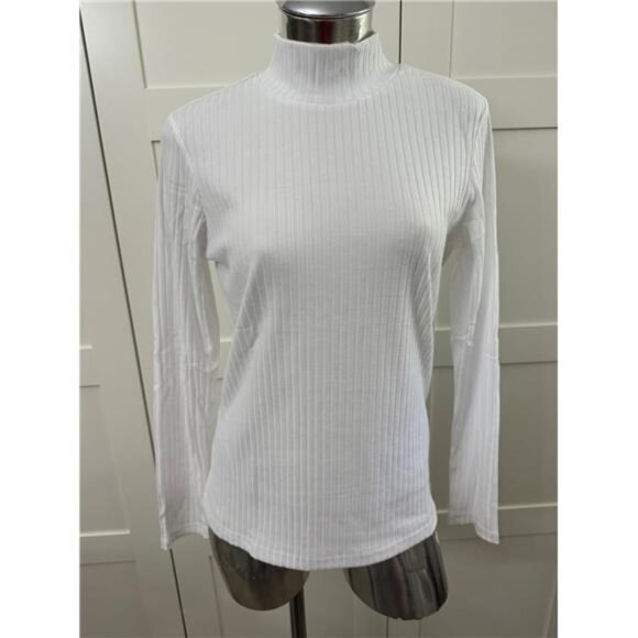 Women's Mock Turtleneck Long Sleeve Shirt Ribbed Knit Pullover Thermal Top - Picture 5 of 6